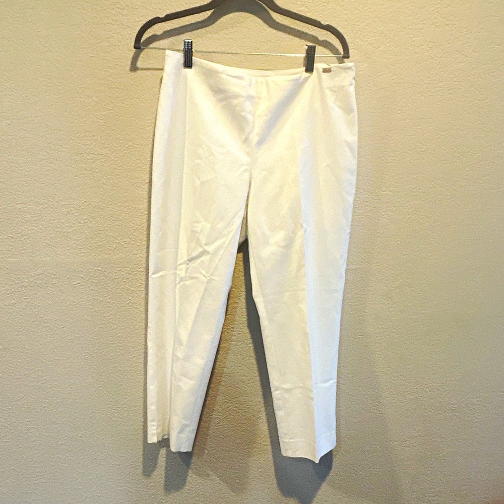 St. John Women's White Dress Pants Flat Front Solid Regular Size 6